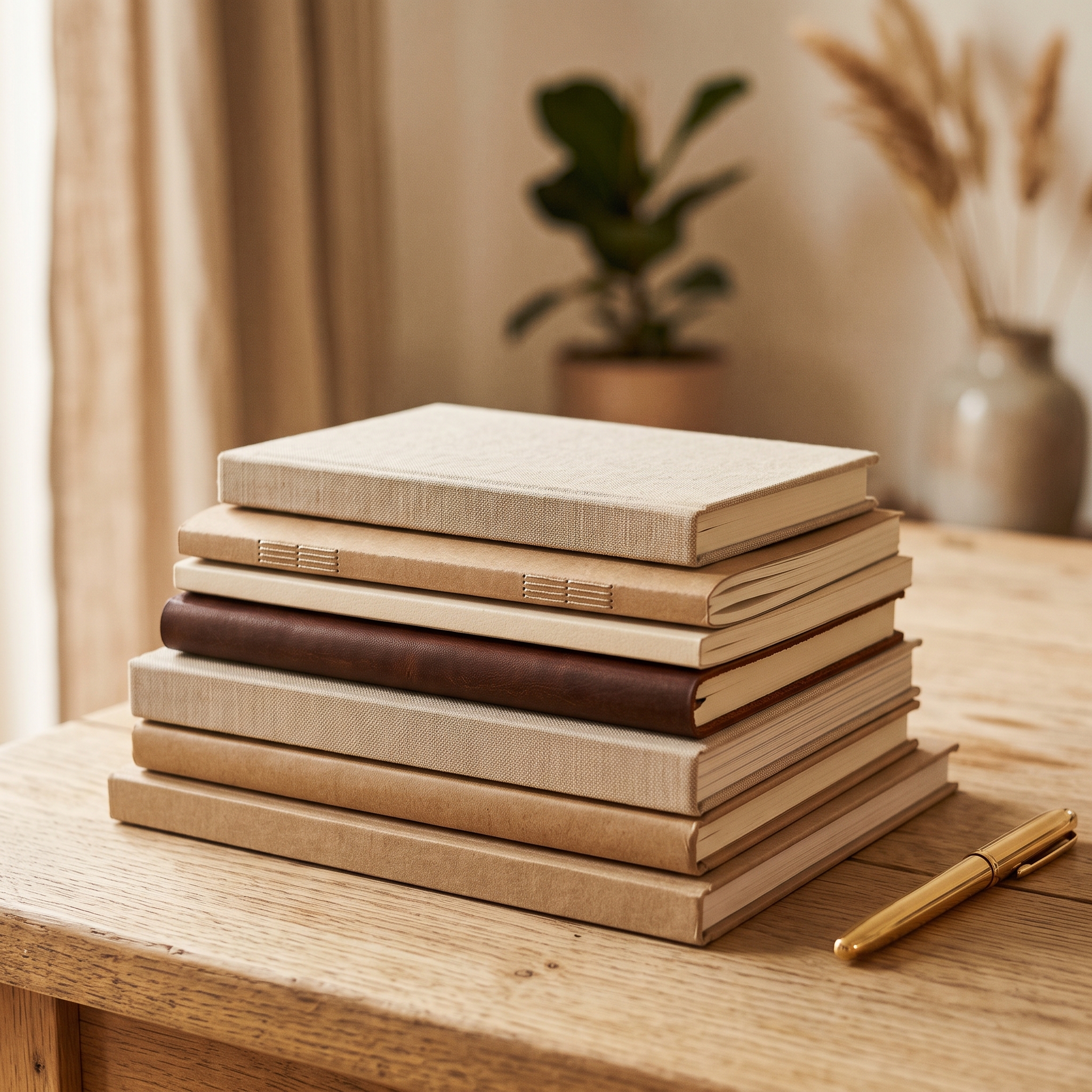 Livros de estudo em uma mesa de madeira
